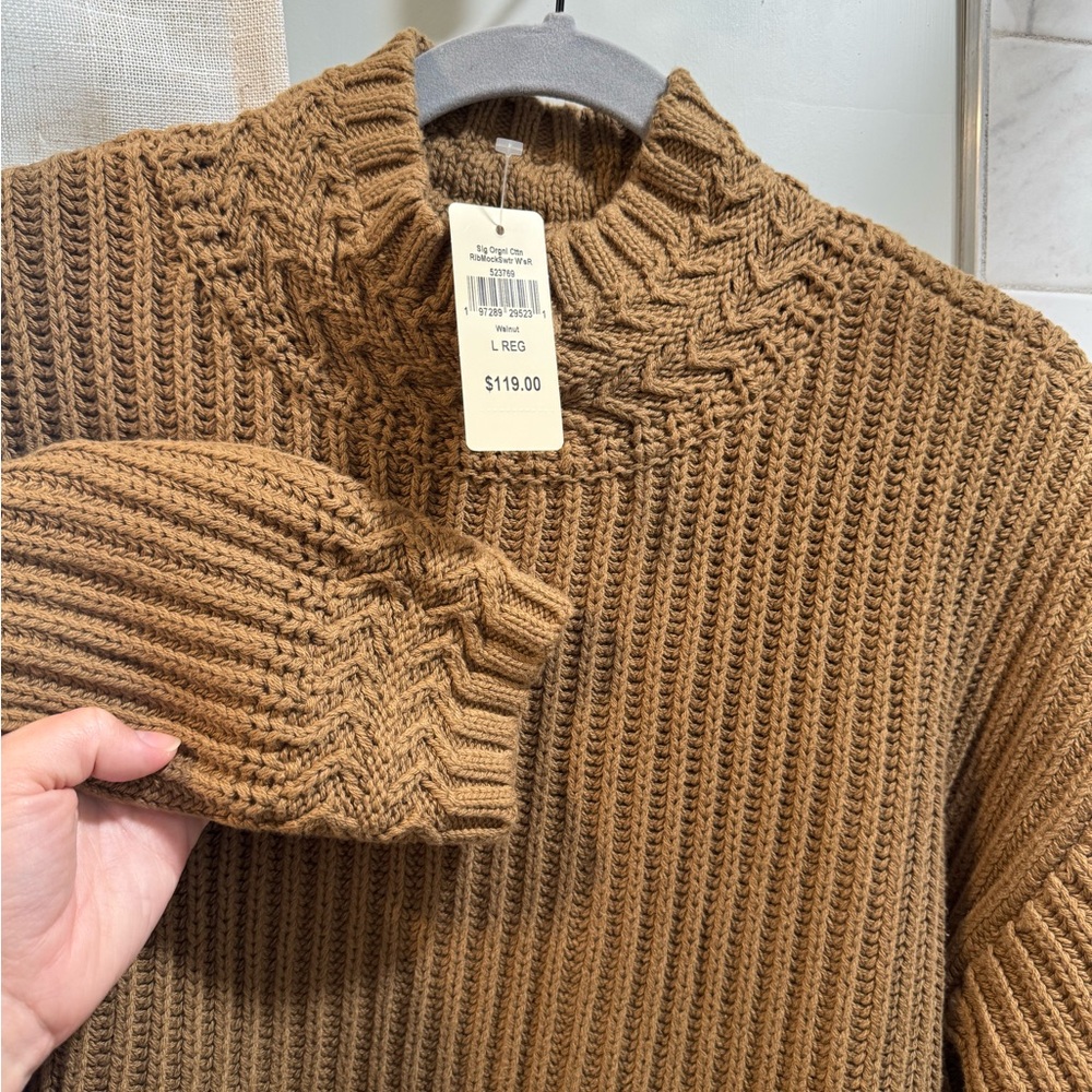 NWT, L.L. Bean Cotton Rib Mockneck Sweater, Large